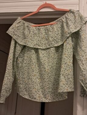 a.n.a Green Floral Off The Shoulder Blouse